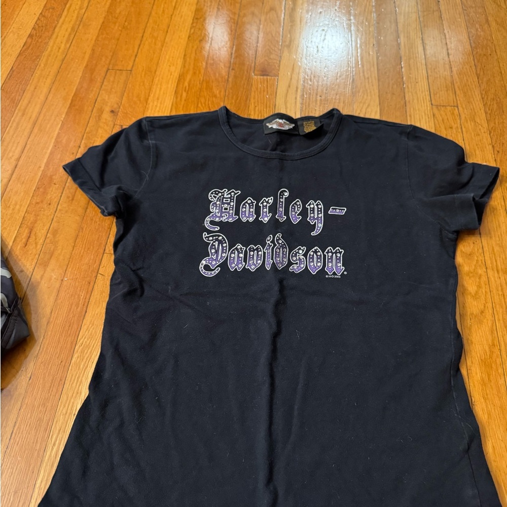 Harley-Davidson Black Tee with Purple Accents